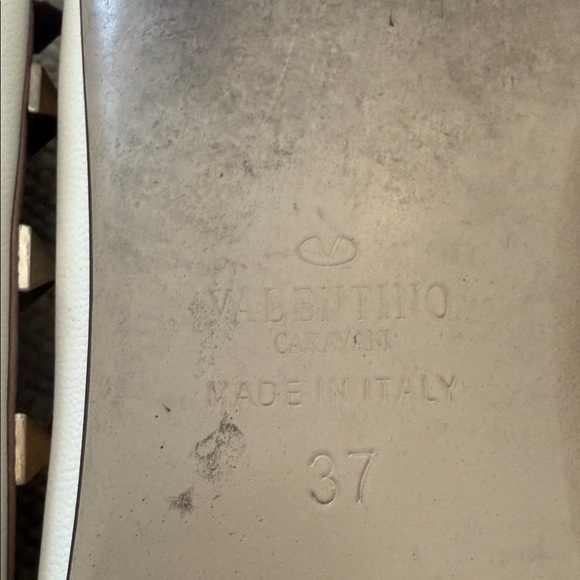 Valentino Women's Cream Rockstud Flats - Picture 7 of 11